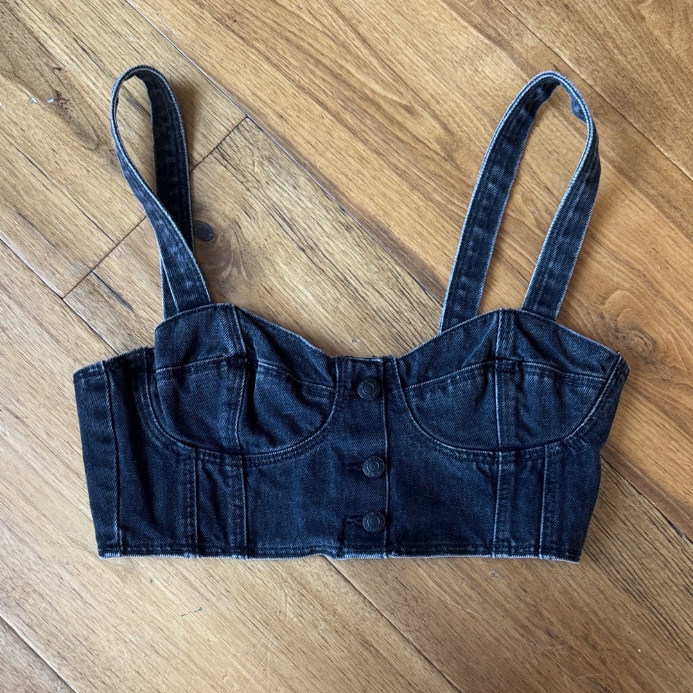 White Fox Boutique Black Denim Crop Top
